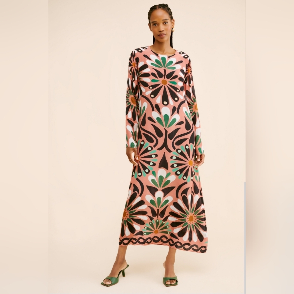 Farm Rio XS Ainika Flowers Long Sleeve Maxi Dress (Flawed)